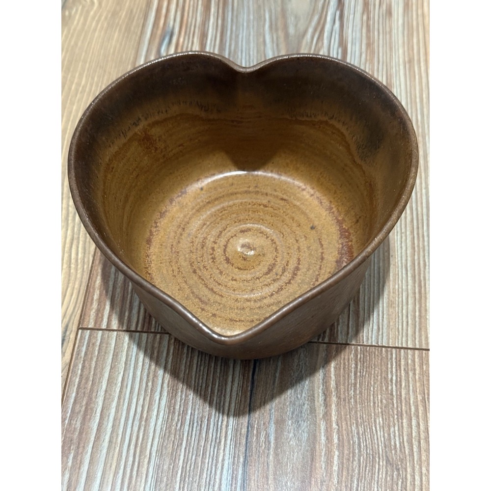 Art Pottery Heart Shape Artist Signed 5x5.25"